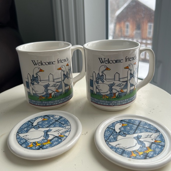Vintage Other - Charming Vintage Goose Design Mug and Coaster/Lid Set - made in Taiwan - 2